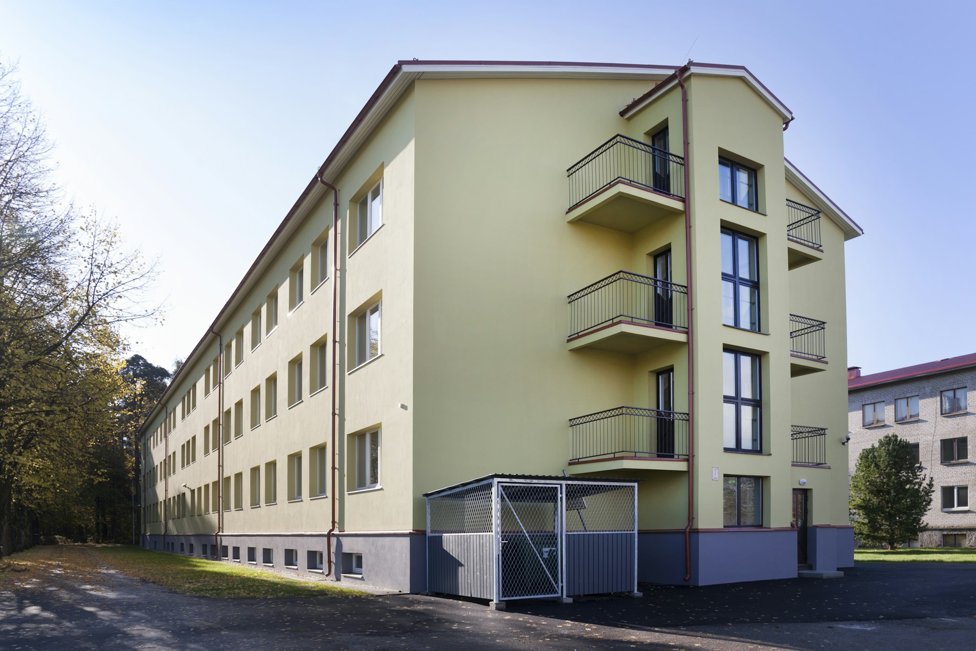 Modern youth hostel building, accommodation for students and young people, building exterior
